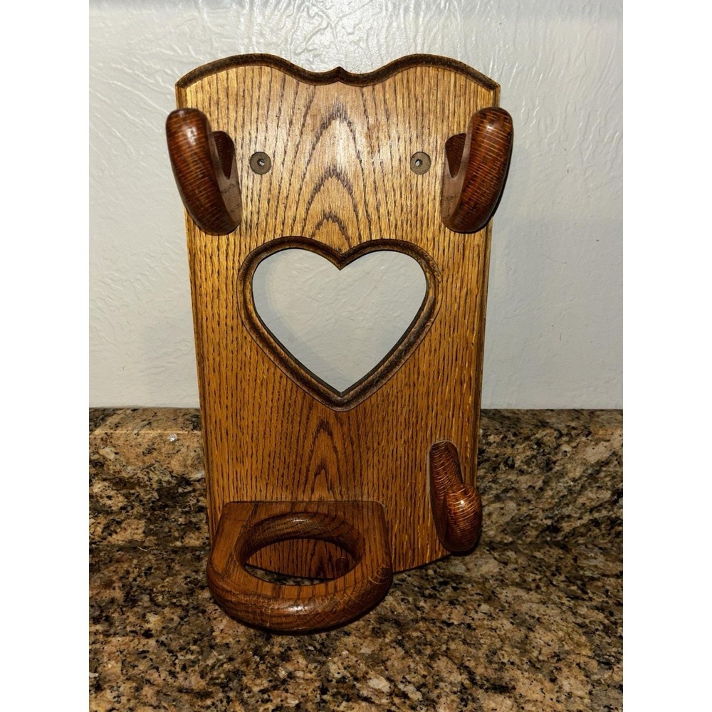 Vintage Heart-Shaped Wooden Wall Hook Cottage Core Nostalgia 80s 90s
